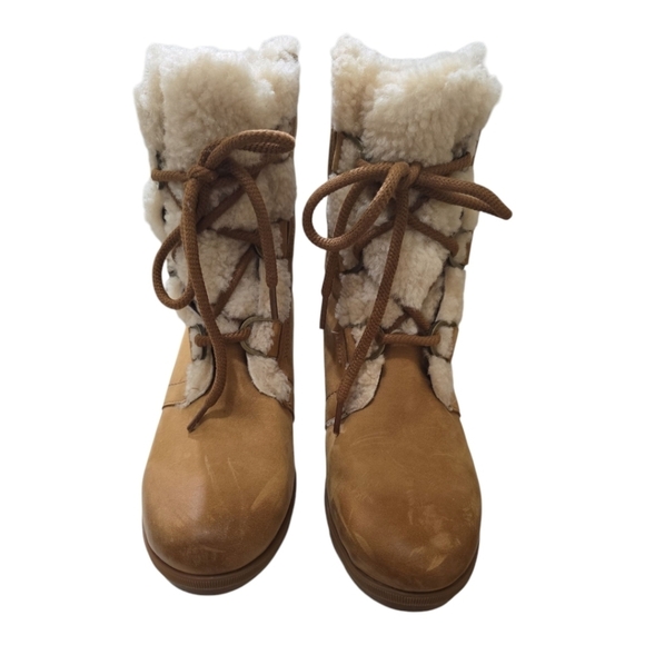 Sorel Joan Of Arctic Wedge II Shearling Boots Waterproof Leather Lace-up 9.5 - Picture 5 of 9